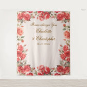 ロマンチックな水の色のバラ結婚の写真の背景 タペストリー (正面)