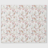 ロマンチックな水の色のフローラガーデンと蝶 ラッピングペーパー (フラット)