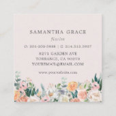 ロマンチックな水の色のフローラフローリストビジネスカード 予約カード (裏面)