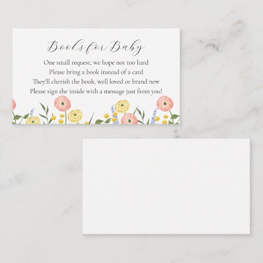 ロマンチックな水の色のフローラブックベビー エンクロージャーカード (正面/裏面)