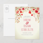 ロマンチックな水の色のフローラ素朴日付を保存 案内ポストカード (正面/裏面)