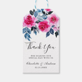 ロマンチックな水の色のフローラ結婚の感謝 ギフトタグ
