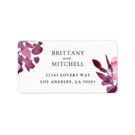 ロマンチックな水の色のフローラ結婚プラム ラベル