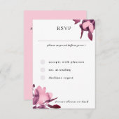 ロマンチックな水の色のフローラ結婚プラム 出欠カード (正面/裏面)