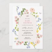ロマンチックな水の色のフローラ赤ちゃんシャワー 招待状 (正面/裏面)