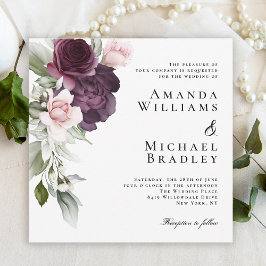 ロマンチックな水の色のボタニッ結婚クス 招待状