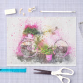 ロマンチックな水の色の庭の自転車のデコページ 薄葉紙 (クラフト)