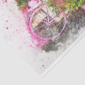 ロマンチックな水の色の庭の自転車のデコページ 薄葉紙 (詳細)