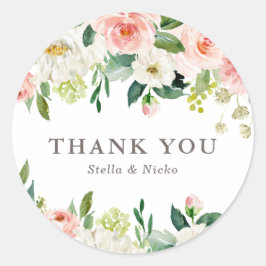 ロマンチックな水の色の春開花結婚ズサンキューユー ラウンドシール