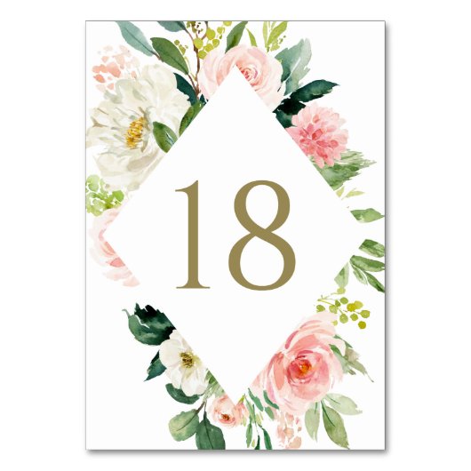 ロマンチックな水の色の春開花結婚ズ テーブルナンバー (正面)