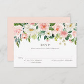 ロマンチックな水の色の春開花結婚ズ 出欠カード (正面/裏面)