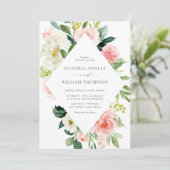 ロマンチックな水の色の春開花結婚ズ 招待状 (スタンド正面)