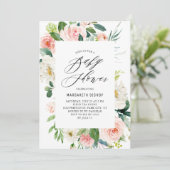 ロマンチックな水の色の桃の花模様ベビーシャワー 招待状 (スタンド正面)