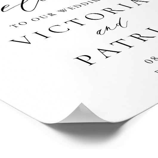 ロマンチックな水の色の桃の花模様結婚ズウェルカム ポスター (角)