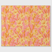 ロマンチックな水の色の水仙のパターン ラッピングペーパー (フラット)