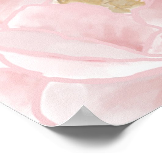 ロマンチックな水の色の結婚花の歓迎サイン ポスター (角)