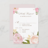 ロマンチックな水の色の花の結婚式RSVPカード 出欠カード (正面/裏面)