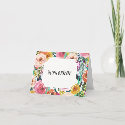 ロマンチックな水の色の花の花嫁 招待状 (正面)