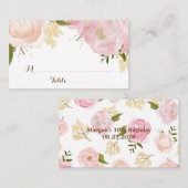 ロマンチックな水の色の花エスコートカード – カスタム プレイスカード (正面/裏面)