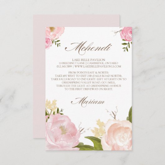 ロマンチックな水の色の花カスタムの注文カード エンクロージャーカード (正面/裏面)