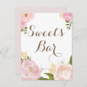 ロマンチックな水の色の花スイーツバーパーティーサイン インビテーションポストカード (正面/裏面)