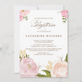 ロマンチックな水の色の花バプテスマ招待状 招待状 (正面)