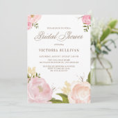 ロマンチックな水の色の花ブライダルシャワー招待状 招待状 (スタンド正面)