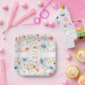 ロマンチックな水の色の花ボホ庭園の結婚式 ペーパープレート (パーティー)