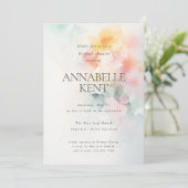 ロマンチックな水の色の花模様抽象芸術ブライダルシャワー 招待状 (スタンド正面)