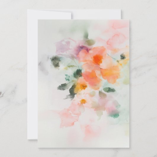 ロマンチックな水の色の花模様抽象芸術ブライダルシャワー 招待状 (裏面)