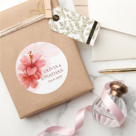 ロマンチックな水の色の花結婚式の引き出物 ラウンドシール