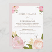 ロマンチックな水の色の花結婚式招待状III 招待状 (正面/裏面)