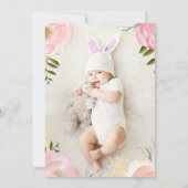 ロマンチックな水の色の花《キリスト教》洗礼式や命名式写真 招待状 (裏面)