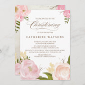 ロマンチックな水の色の花《キリスト教》洗礼式や命名式写真 招待状 (正面/裏面)