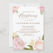 ロマンチックな水の色の花《キリスト教》洗礼式や命名式招待状 招待状 (正面)