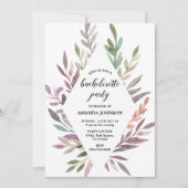 ロマンチックな水の色の葉のバチェロレッテ 招待状 (正面)