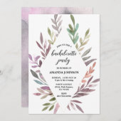 ロマンチックな水の色の葉のバチェロレッテ 招待状 (正面/裏面)