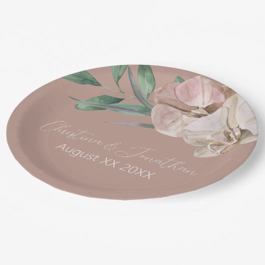 ロマンチックな水の色の蘭オンダスティ赤面 ペーパープレート (アングル)