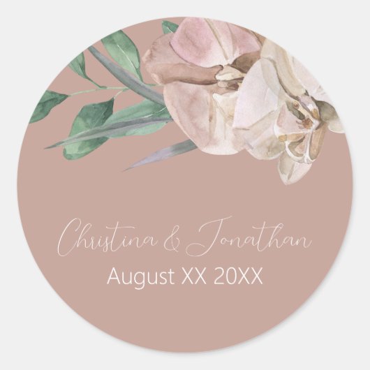 ロマンチックな水の色の蘭オンダスティ赤面 ラウンドシール (正面)