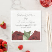 ロマンチックな水の色の赤いバラ スタンダードランチョンナプキン (インサイチュ)