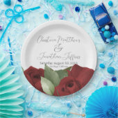 ロマンチックな水の色の赤いバラ ペーパープレート (パーティー)