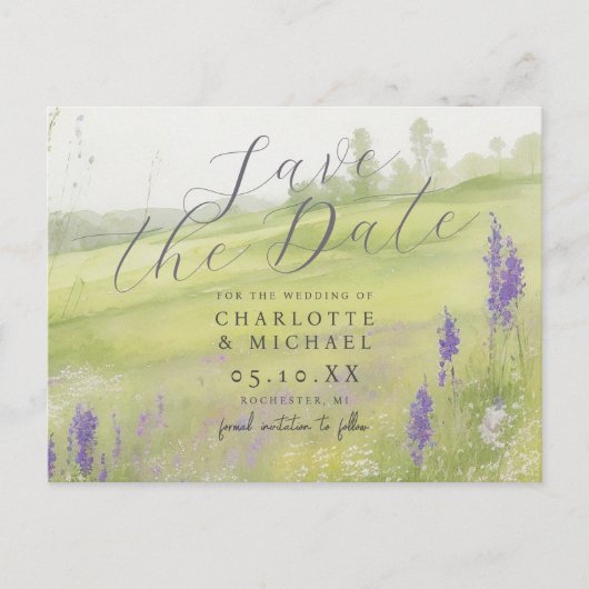 ロマンチックな水の色の風景は日付を保存 ポストカード (正面)