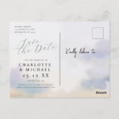 ロマンチックな水の色の風景は日付を保存 ポストカード (裏面)