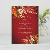 ロマンチックな水の色はっきりしたフローラ秋赤結婚ズ 招待状 (スタンド正面)