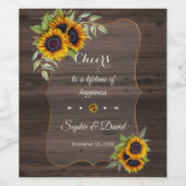 ロマンチックな水の色ひまわりウッドズ結婚ーズ ワインラベル (シングルラベル)