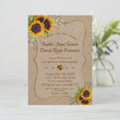 ロマンチックな水の色ひまわりバーラップ結婚ズ 招待状 (スタンド正面)