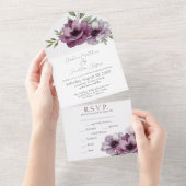 ロマンチックな水の色アネモネス オールインワン招待状 (貼ってはがせる)