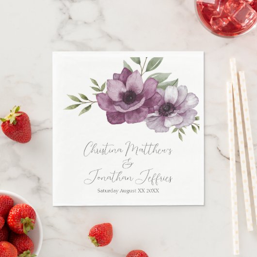 ロマンチックな水の色アネモネス スタンダードランチョンナプキン (インサイチュ)