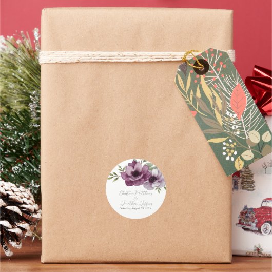 ロマンチックな水の色アネモネス ラウンドシール (クリスマス)