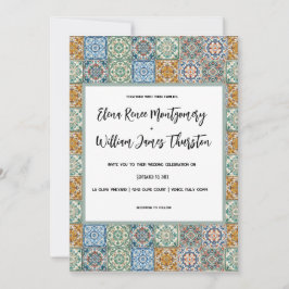 ロマンチックな水の色イタリアの目的地の結婚式 招待状